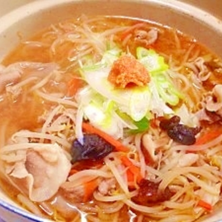 味噌ラーメンスープの素☆ピリ辛豚モヤシ鍋